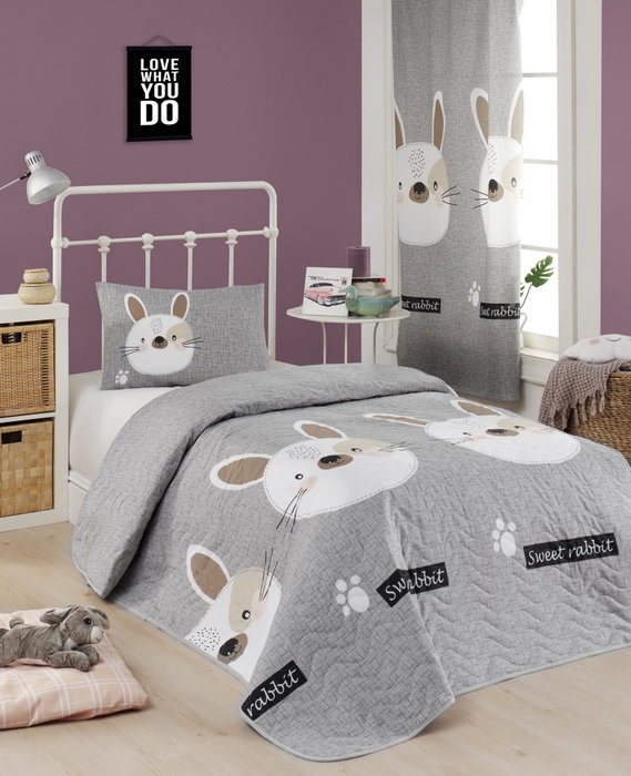 L'essentiel linge de maison Juego de colcha acolchada Tavşancık, Gris, Marrón, Blanco y Rosa L'essentiel linge de maison Juego de colcha acolchada Tavşancık, Gris, Marrón, Blanco y Rosa